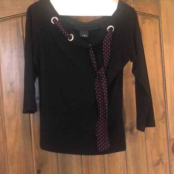 Daytrip black off shoulder top pink woven scarf - Picture 1 of 2